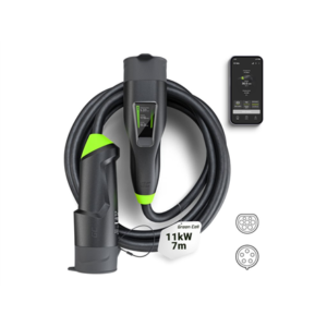 Green Cell | Habu 2in1 Smart Mobile EV Charger 11kW | EVGC01 | 16 A | 7 m | Black/Green - Image 1