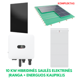 10 kW hibridinės saulės elektrinės ir kaupiklio komplektas, Huawei + Aiko + Huawei LUNA+ montavimo konstrukcija - Image 1