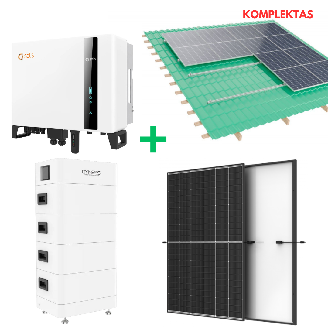 5 kW saulės elektrinė ir 10 kWh energijos kaupiklis