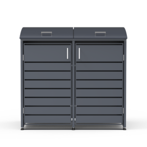 MIKKO dvivietė šiukšlių konteinerio pastogė, apvalintu dangčiu, pilka - Image 1