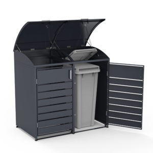 MIKKO dvivietė šiukšlių konteinerio pastogė, apvalintu dangčiu, pilka - Image 4