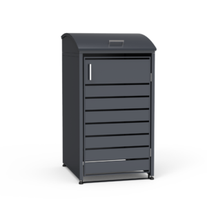 MIKKO vienvietė šiukšlių konteinerio pastogė, apvalintu dangčiu, pilka - Image 2