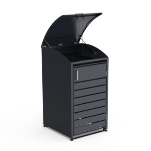 MIKKO vienvietė šiukšlių konteinerio pastogė, apvalintu dangčiu, pilka - Image 4