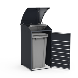 MIKKO vienvietė šiukšlių konteinerio pastogė, apvalintu dangčiu, pilka - Image 5