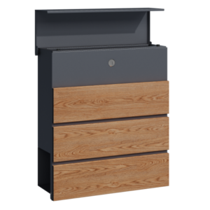 Pašto dėžutė MIKKO, pilka / medžio imitacija - Image 2