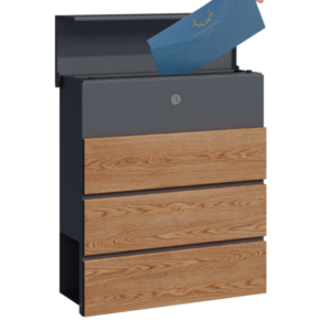 Pašto dėžutė MIKKO, pilka / medžio imitacija - Image 4