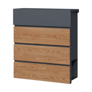 Pašto dėžutė MIKKO, pilka / medžio imitacija - Image 1