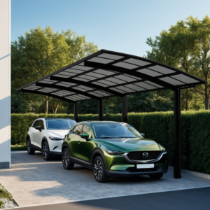 Portoforte dviguba automobilių stoginė, Tandem versija - matinė ruda - Image 3