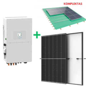 10 kW hibridinės saulės elektrinės komplektas, hibridinis Deye inverteris, Trina saulės moduliai ir montavimo konstrukcija