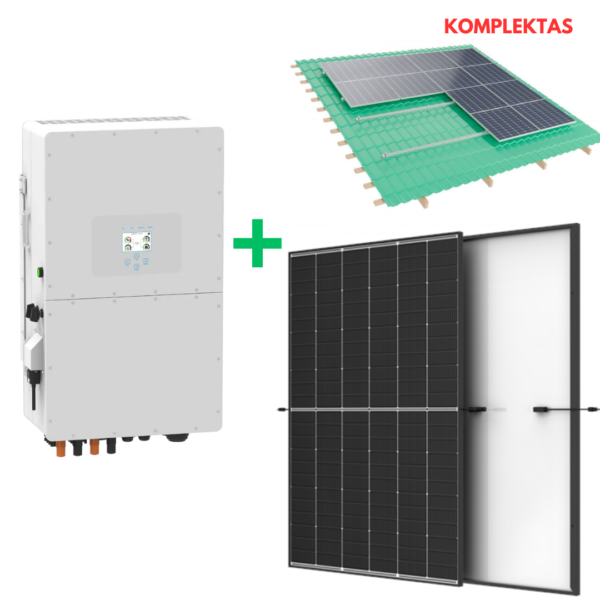 10 kW hibridinės saulės elektrinės komplektas, hibridinis Deye inverteris, Trina saulės moduliai ir montavimo konstrukcija 10 kW hibridinės saulės elektrinės komplektas, hibridinis Deye inverteris, Trina saulės moduliai ir montavimo konstrukcija