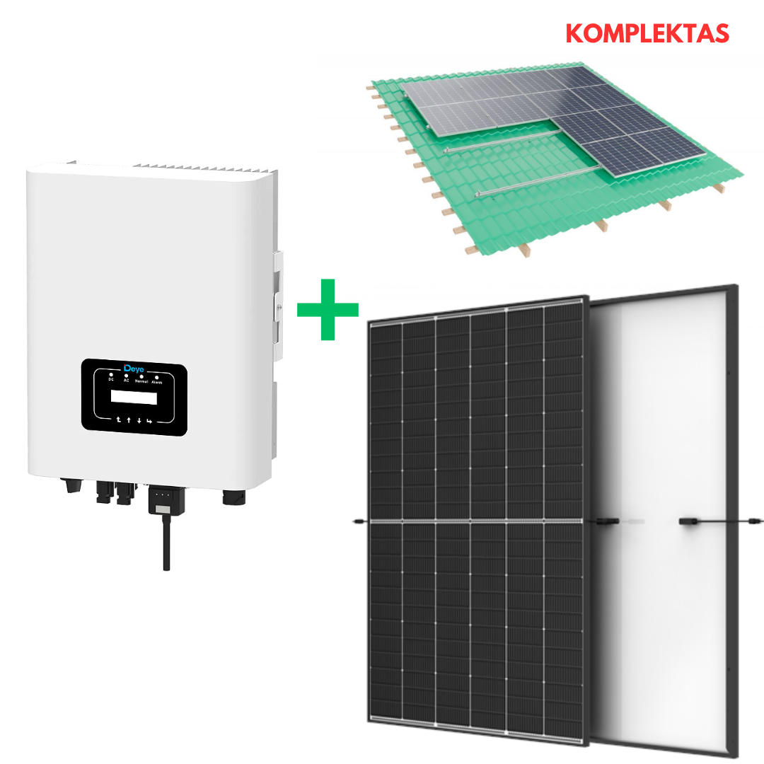 10 kW saulės elektrinės įrangos komplektas, Deye + Trina + montavimo konstrukcija