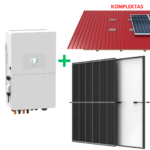 10 kW hibridinės saulės elektrinės komplektas, Deye hibridinis inverteris, Trina saulės moduliai ir trapecinei stogo dangai skirta montavimo konstrukcija