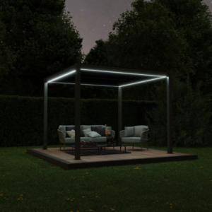 Ximax Shade aliuminė pergola su elektriniu lameliniu stogu ir LED apšvietimu, 3x3 m, tamsia pilka - Image 4